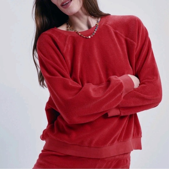 Suzie Kondi Samos Oversized Terry Sweatshirt Medium Red - Picture 1 of 9
